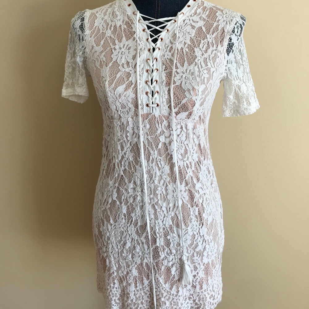 Love Tree short lace summer dress rose gold zipper